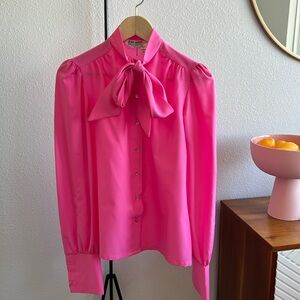 Vintage - Barbie Pink - Judy Bond pussybow blouse - S/M